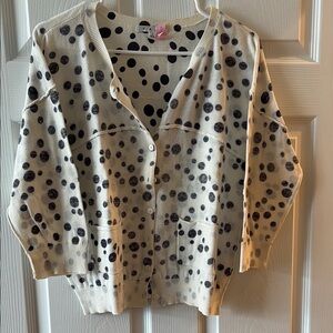 Polka Dot Cardigan Sweater - Black and Cream by CAbi